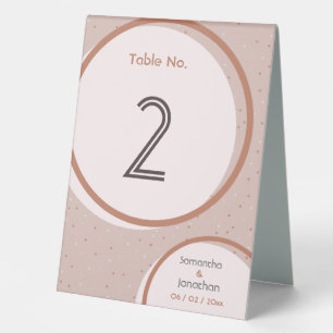 Beige Dots and Circles Wedding Table Tent Sign