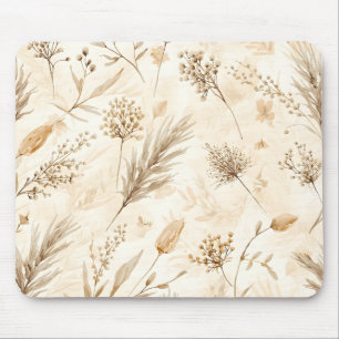 Beige Dried Flower Botanical Mouse Pad
