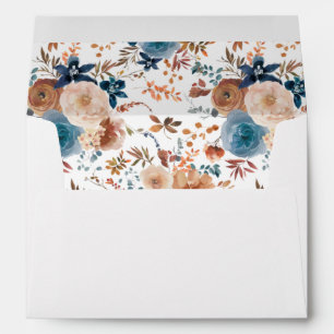 Beige & Dusty Blue Floral Envelope