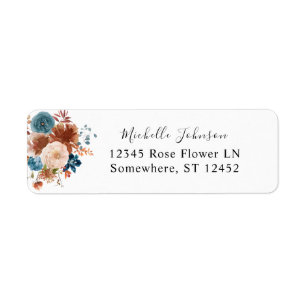 Beige & Dusty Blue Floral Return Address Label