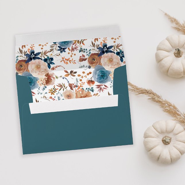 Beige & Dusty Blue Floral - Teal Envelope (Creator Uploaded)