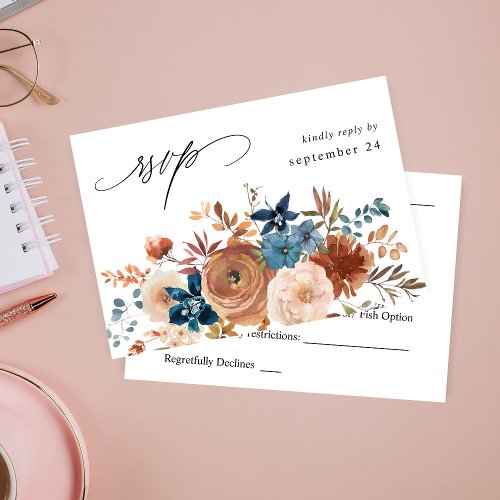 Beige  Dusty Blue Floral w Meal RSVP 