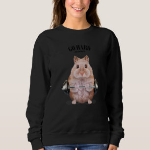 Beige Dwarf Hamster Muscle Training Weightlifting  Sweatshirt