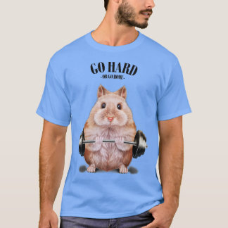 Beige Dwarf Hamster Muscle Training Weightlifting  T-Shirt