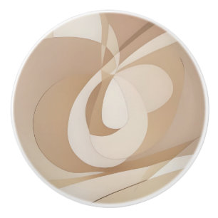 Beige Dynamic Abstract Forms Ceramic Knob
