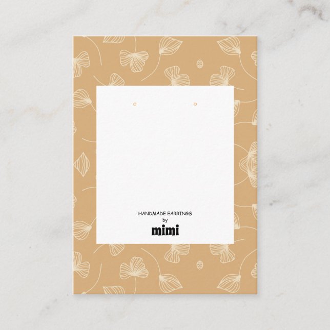 Beige Earring Display  Business Card (Front)