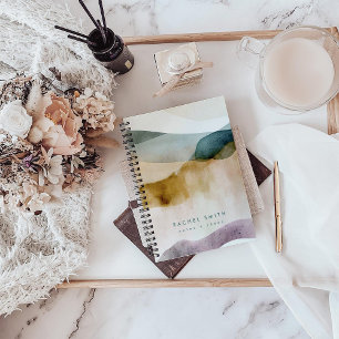 Beige Earth Tone Abstract Watercolor Personalized  Notebook