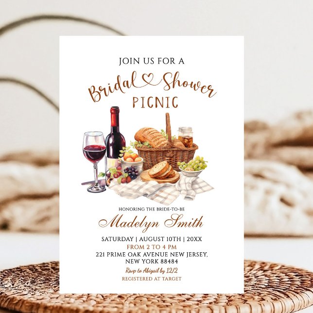 Beige Earth Tone Bridal Shower Picnic Party Invitation (Creator Uploaded)