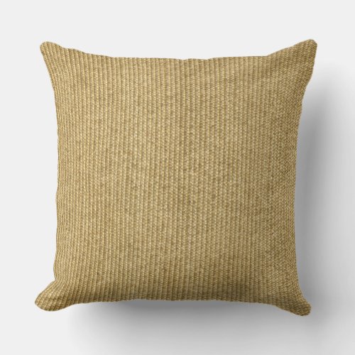 Beige Earthy Wicker Woven Inspired Rustic Throw Pillow