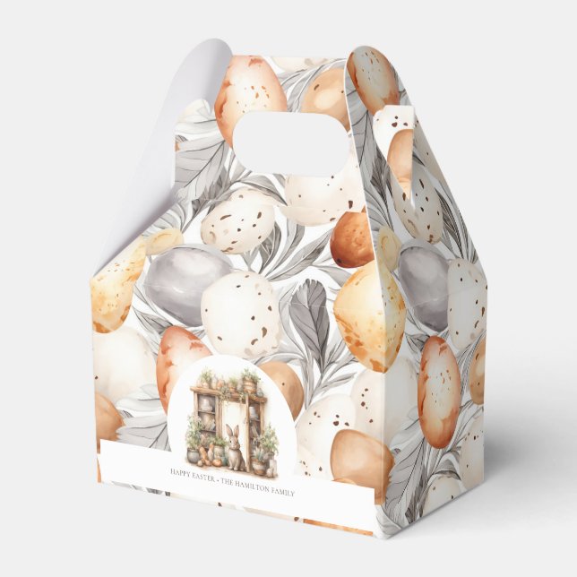 Beige Easter Rabbit Personalized Favor Boxes (Front Side)