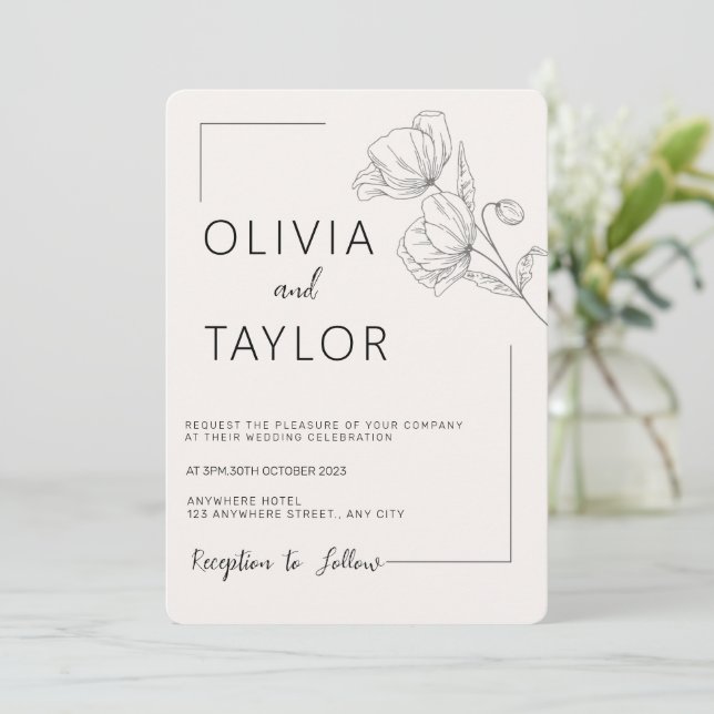 Beige Elegance Minimalist Wedding Invitation (Standing Front)