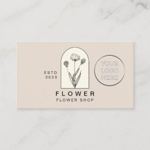Beige Elegant Dandelion Flower Florist Floral Business Card