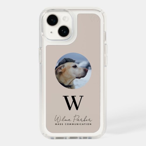 Beige Elegant Initial Monogram Pet Dog Photo Name  Speck iPhone 14 Case