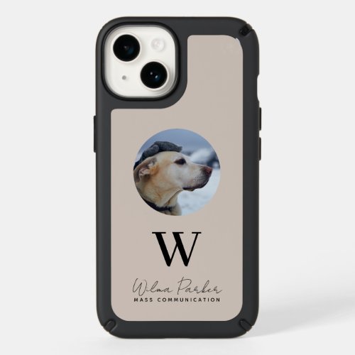 Beige Elegant Initial Monogram Pet Dog Photo Name  Speck iPhone 14 Case