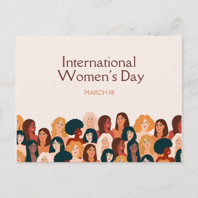 Beige Elegant International Women's Day 2026 Postcard (Front)