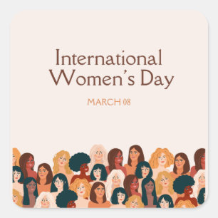 Beige Elegant International Women's Day 2026 Square Sticker