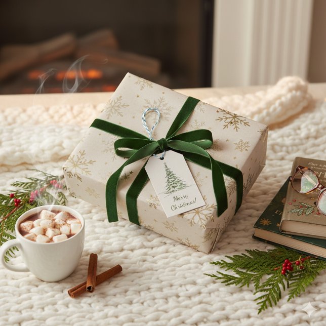 Beige Elegant Merry Christmas Gift Tag (Creator Uploaded)