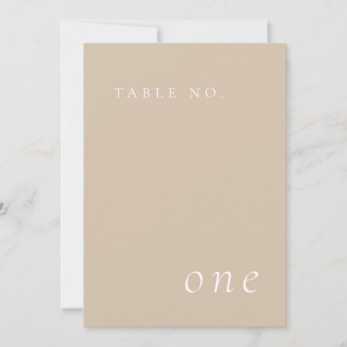 Beige Elegant Minimalist Table Number Card