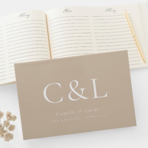 Beige Elegant Minimalist Wedding Guest Book