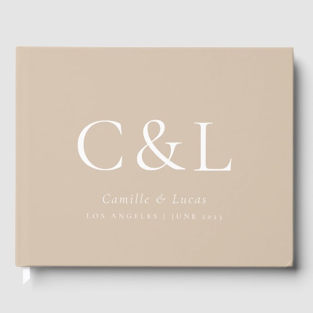 Beige Elegant Minimalist Wedding Guest Book (Front)