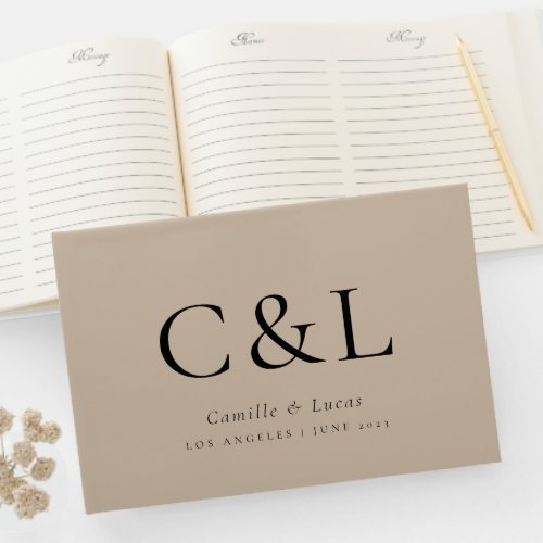 Beige Elegant Minimalist Wedding Guest Book