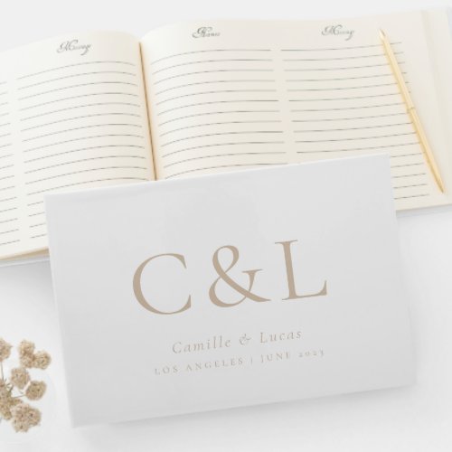 Beige Elegant Minimalist Wedding Guest Book