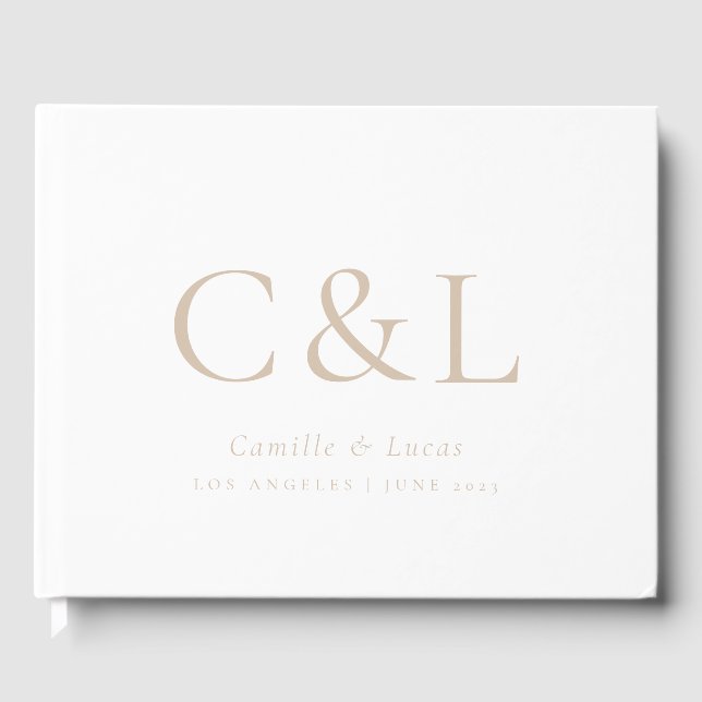 Beige Elegant Minimalist Wedding Guest Book (Front)