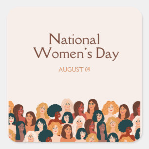 Beige Elegant National Women’s Day Square Sticker