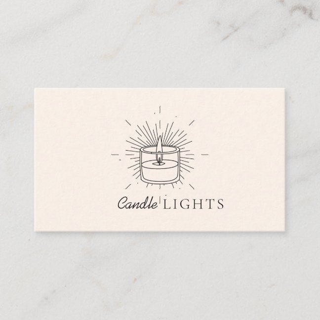 Beige Elegant Soy Handmade Candle Business Card