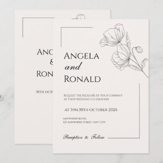 Beige Elegant Wedding Invitation Minimal Floral