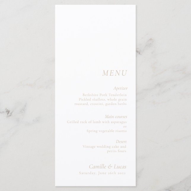 Beige elegant Wedding Menu (Front)