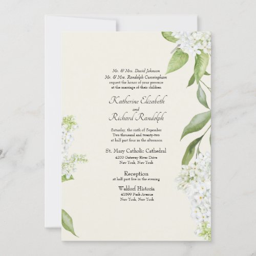 Beige Elegant White Hydrangea Wedding  Invitation