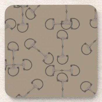 Beige Equestrian Horse Bits Coaster by PaintingPony at Zazzle