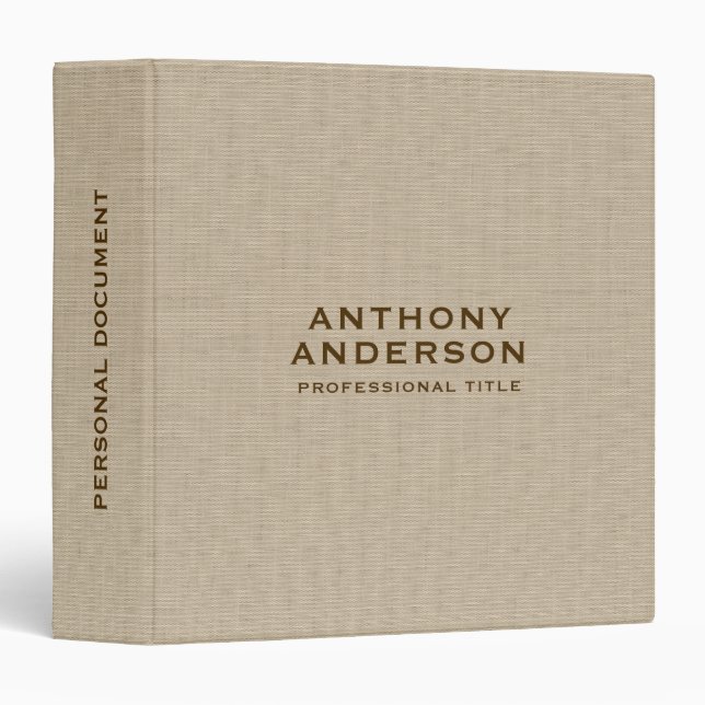 Beige Fabric Texture  3 Ring Binder (Front/Spine)