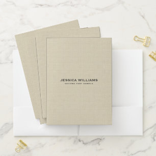 Beige Fabric Texture Simple Black Typography Pocket Folder