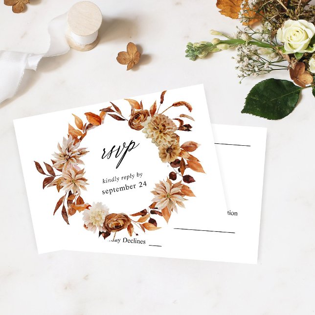 Beige Fall Floral w Meal RSVP Card (Creator Uploaded)