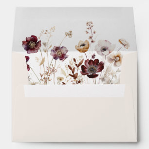 Beige Fall Floral Wedding Envelope