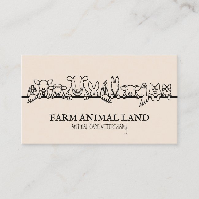 Beige Farm Animal Watch Veterinary Business Card