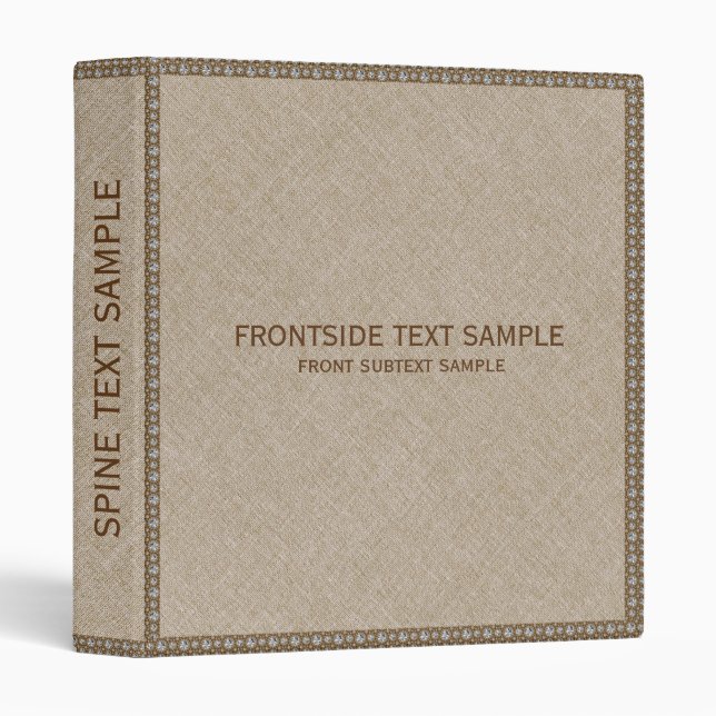 Beige Faux Linen With Brown Glitter Accents Binder (Front/Spine)