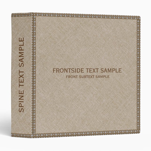 Beige Faux Linen With Brown Glitter Accents Binder (Front/Spine)