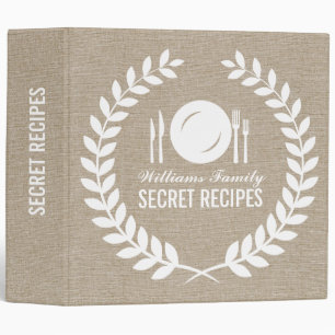 Beige Faux Linen With White Wreat 3 Ring Binder