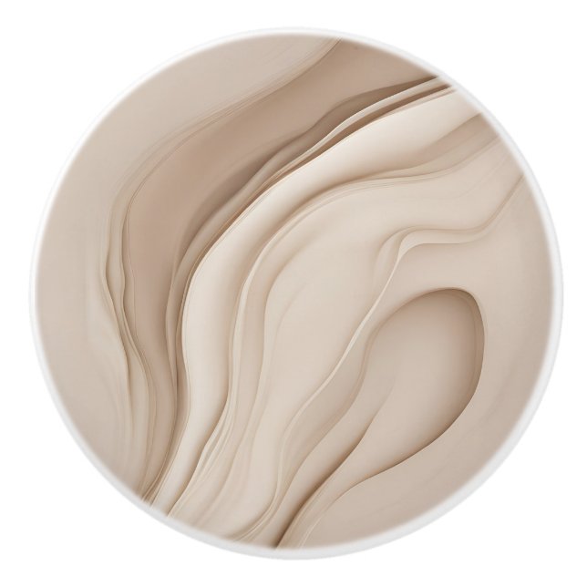 Beige Faux Relief Abstract Art Ceramic Knob (Front)