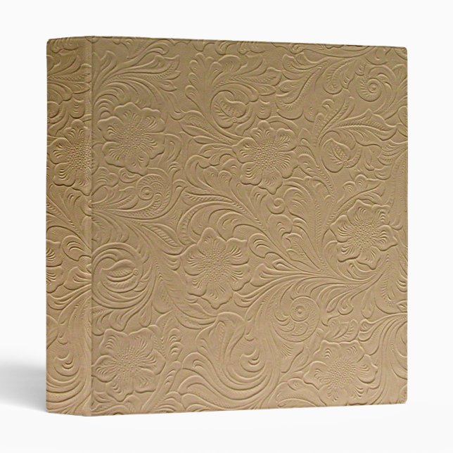 beige faux tooled leather binder (Front/Spine)