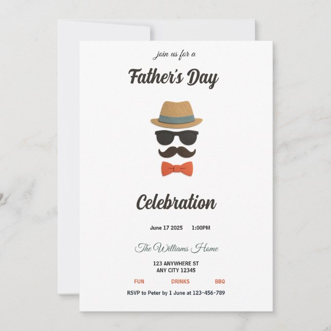 Beige Fedora Father's Day Celebration Invitation (Front)
