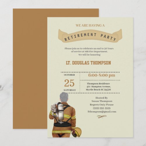 Beige  Firefighter  Retirement Party    