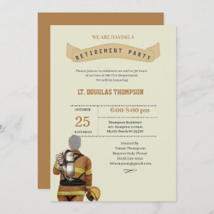 Beige Firefighter Retirement Party Invitation