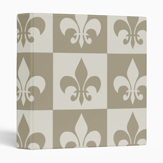 Beige Fleur de lis 3 Ring Binder (Front/Spine)
