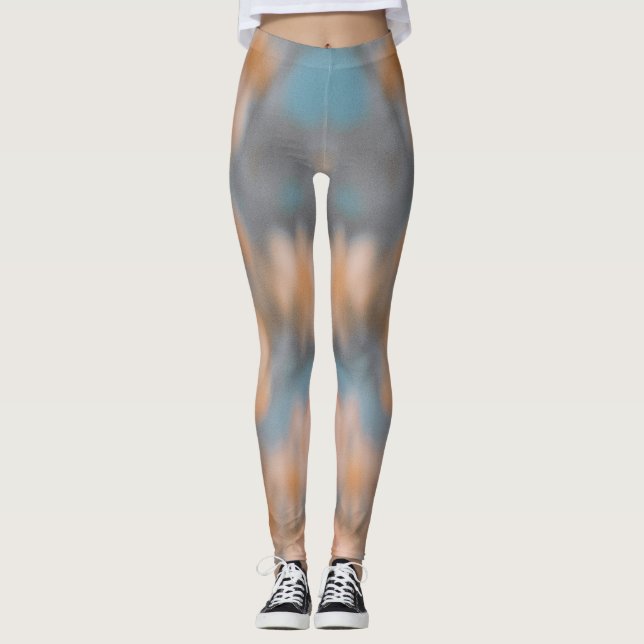 Beige Floral Abstract Custom Branded Leggings (Front)
