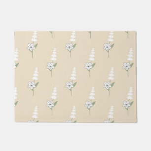 Beige Floral Bohemian Botanical Pattern Doormat