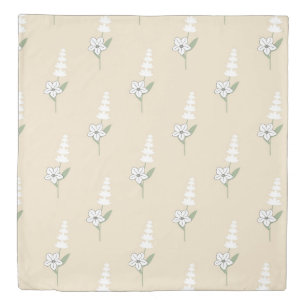 Beige Floral Bohemian Botanical Pattern Duvet Cover